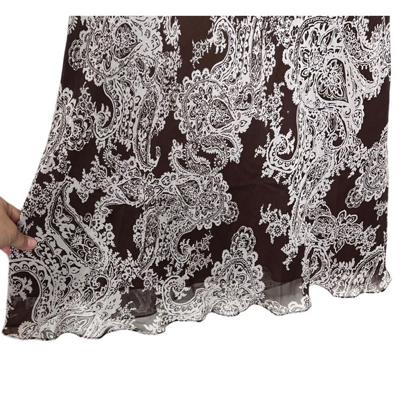 Adrianna Papell 100% Silk Sleeveless Fit and Flare Dress, Brown Paisley, 14, NWT - Picture 4 of 8